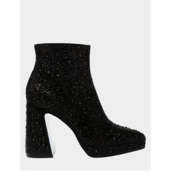 NIB Betsey Johnson Della Black Rhinestone Booties size 7.5 - Picture 2 of 8